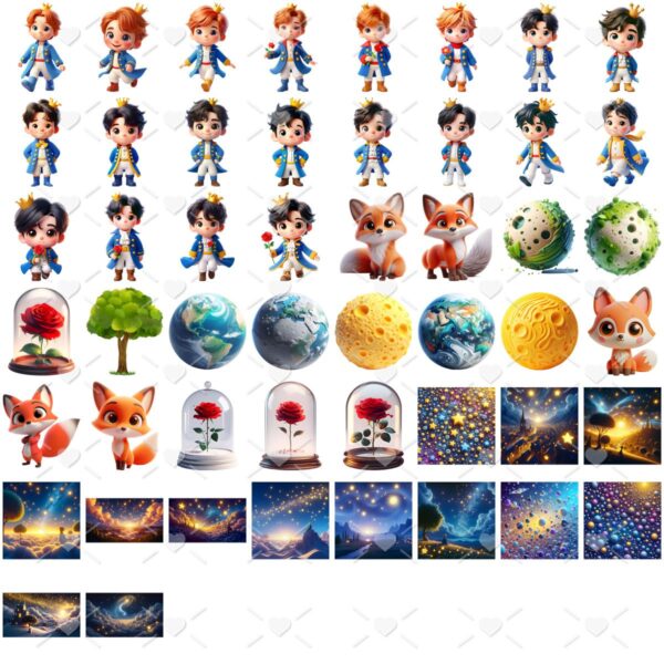 Kit Digital O Pequeno Príncipe Baby Png Ilustrações 3D Fofo