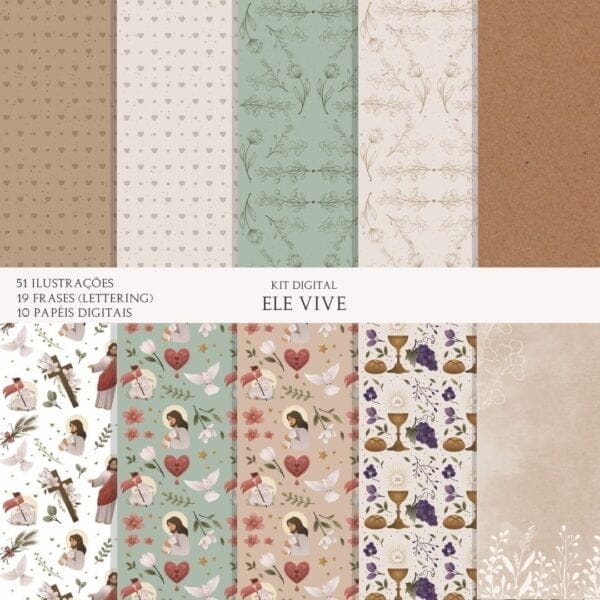 Kit Digital Páscoa Cristã Ele Vive Cristo Scrapbook Imprimir