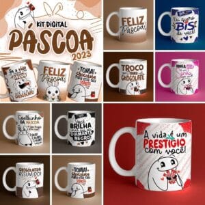 Kit Digital Páscoa Florks Divertidos Frases Ilustrações Png