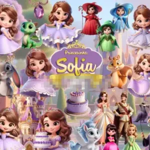 Kit Digital Princesa Sofia Scrapbook Projetos Alta Qualidade