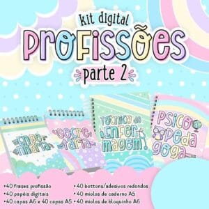 Kit Digital Profissões 2 Frases Ilustradas Capas E Miolos