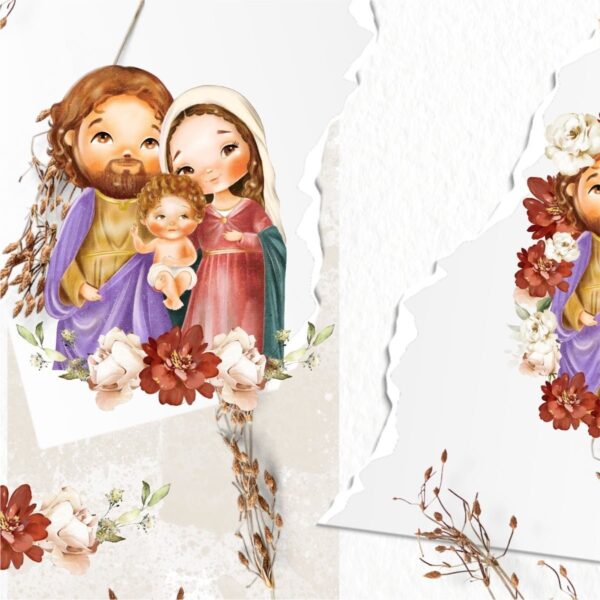 Kit Digital Sagrada Familia Santinhos Jesus Maria Jose Png 5