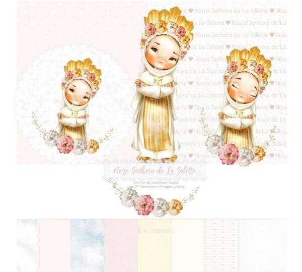 Kit Digital Santinhos Católicos Aquarelados Ilustrações Png