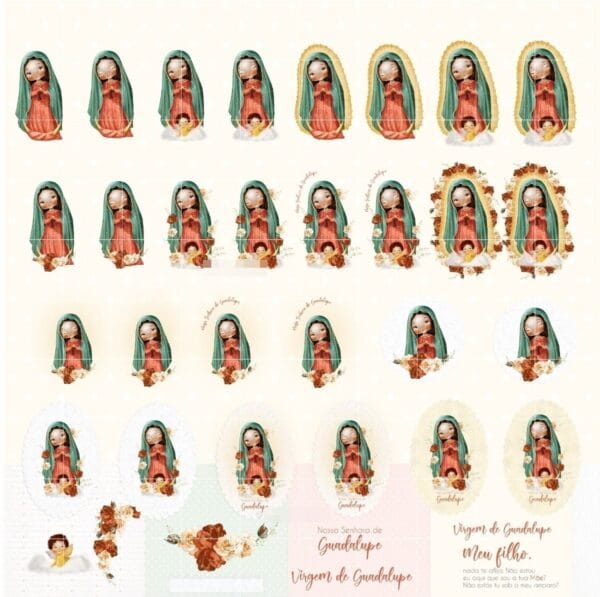 Kit Digital Santinhos Católicos Aquarelados Ilustrações Png