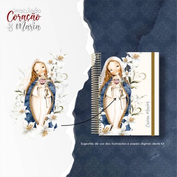 Kit Digital Santinhos Imaculado Coração de Maria Católico