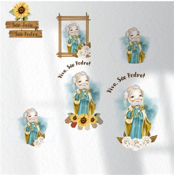 Kit Digital São João e São Pedro Santinhos Católicos Png