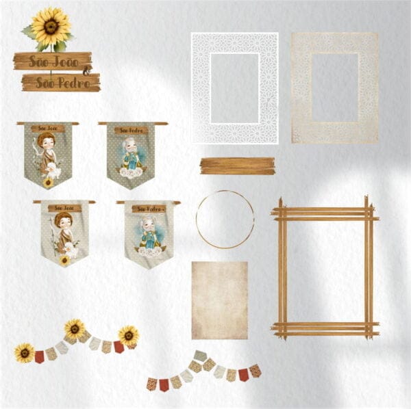Kit Digital São João e São Pedro Santinhos Católicos Png