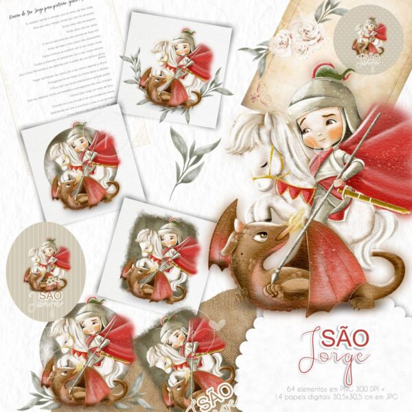 Kit Digital São Jorge Santinhos Católicos Imagens Png