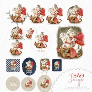 Kit Digital São Jorge Santinhos Católicos Imagens Png