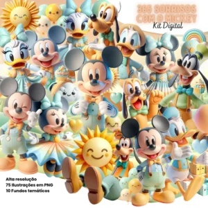 Kit Digital Temático Mickey 365 Sorrisos em Arquivo PNG