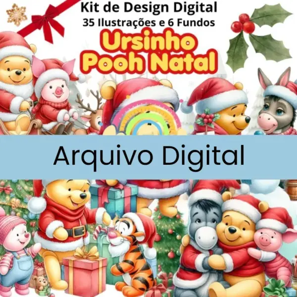 Kit Digital Ursinho Pooh Natal Png Scrapbooking E Artesanato 2