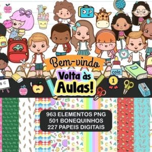 Kit Digital Volta Às Aulas Completo Em Png Personalizados