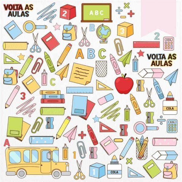 Kit Digital Volta As Aulas Material Escolar + Bonequinhos