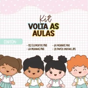 Kit Digital Volta As Aulas Material Escolar + Bonequinhos