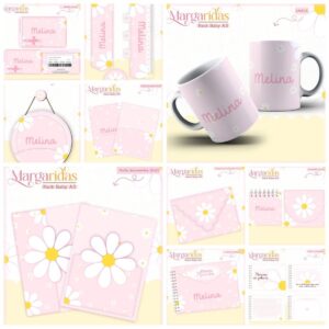 kit encadernacao baby margaridas arquivo digital kit encadernacao baby
