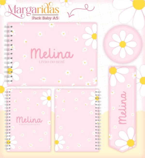 Kit Encadernação Baby Margaridas - Arquivo Digital - Imagem 3