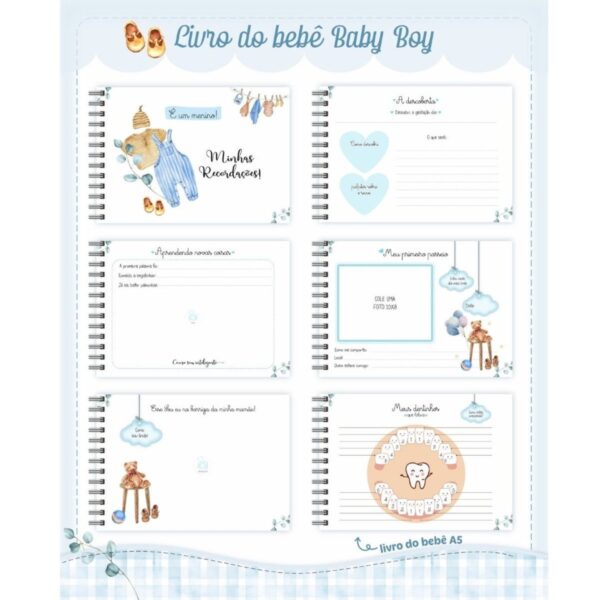 Kit Encadernação Baby Menino - Arquivo Digital - Imagem 4