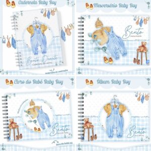 kit encadernacao baby menino arquivo digital livro do bebe menino baby