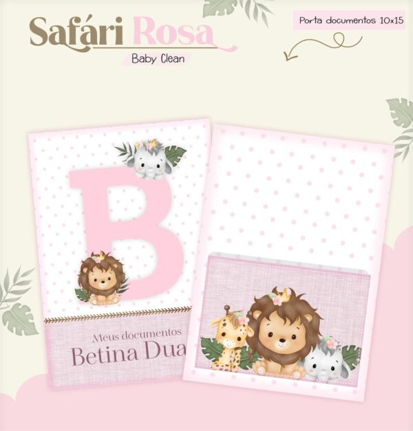 Kit Encadernação Baby Safari Rosa Inicial - Arquivo Digital - Imagem 5