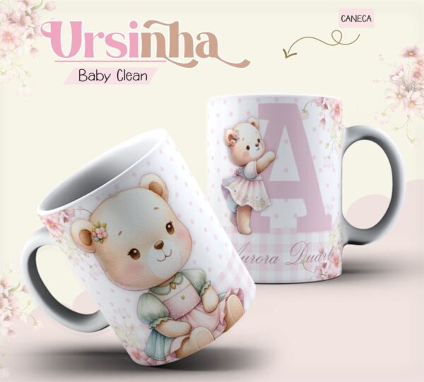 Kit Encadernação Baby Ursinha Rosa Inicial - Arquivo Digital - Imagem 2