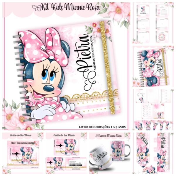 Kit Encadernação Infantil Minnie Rosa - Arquivo Digital