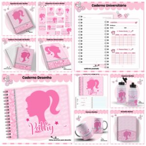 kit escolar barbie arquivo digital papel e scrapbook