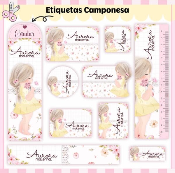 Kit Escolar Camponesa Menina - Arquivo Digital
