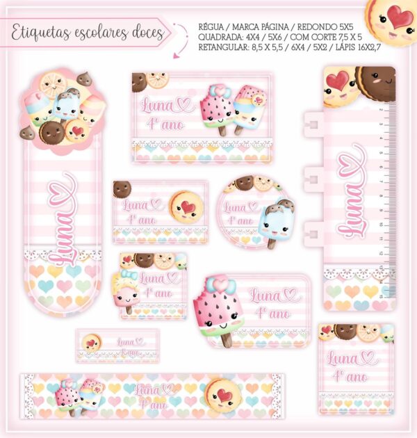 KIT ESCOLAR DOCINHOS CUTE - ARQUIVO DIGITAL - Imagem 4