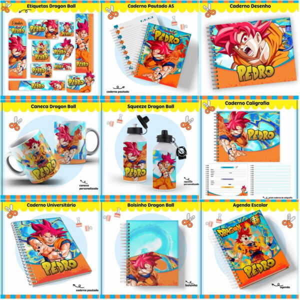 Kit Escolar Dragonball - Arquivo Digital