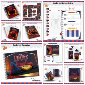 kit escolar homem aranha arquivo digital papelaria personalizada
