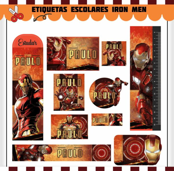 Kit Escolar Homem de Ferro - Arquivo Digital