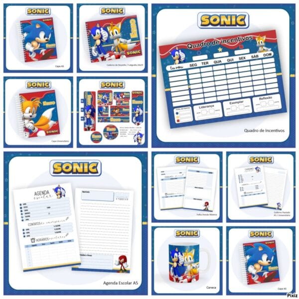 Kit Escolar Sonic - Arquivo Digital