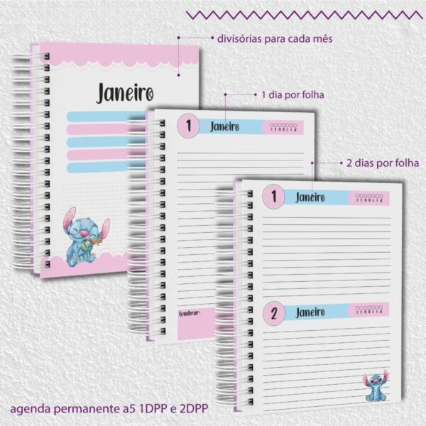 Kit Escolar Stitch Rosa 2025 - Arquivos Encadernação - Imagem 2