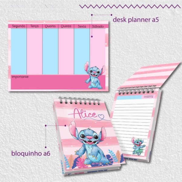 Kit Escolar Stitch Rosa 2025 - Arquivos Encadernação - Imagem 5