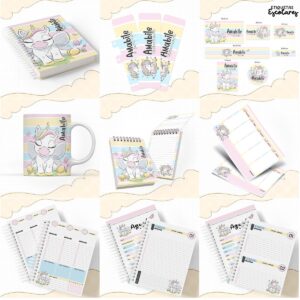 kit escolar unicornio arquivo digital adesivos personalizados 1
