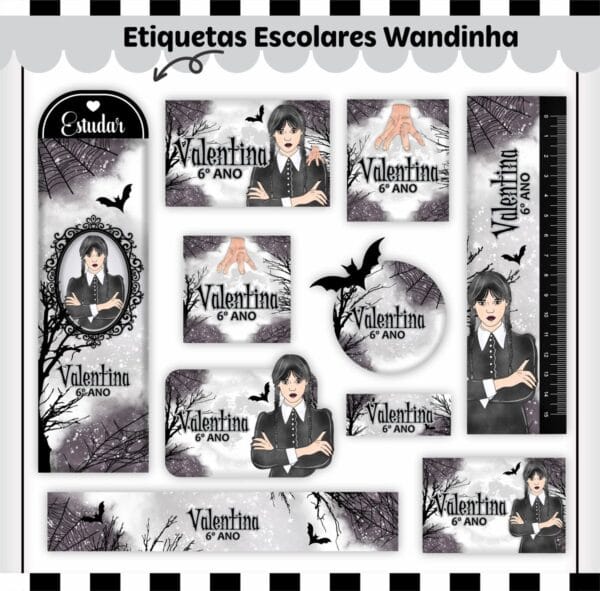 Kit Escolar Wandinha - Arquivo Digital