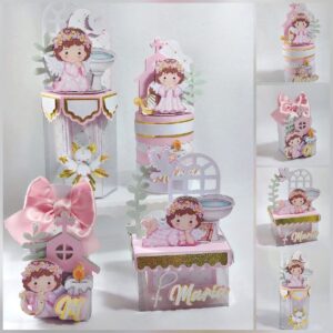 kit festa batizado menina luxo studio e pdf scrapbook