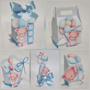 kit festa cha de bebe ursinho azul studio e pdf papelaria personalizada