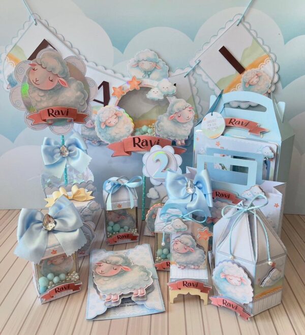 Kit Festa Ovelhinha Azul Luxo - Studio e pdf