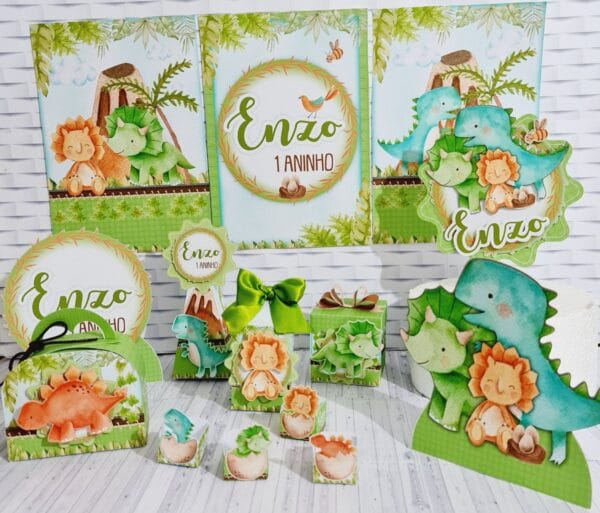 Kit Festa Só um bolinho Dinossauro Cute - Arquivo Digital