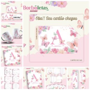Kit Kids Borboleta Menina - Arquivo Digital