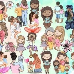 Kit Lettering Mães Gratidão Força Coragem Ilustrações Png