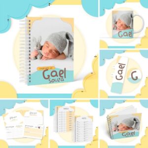 kit maternidade foto menino 1 arquivo digital caderneta personalizada