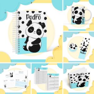 kit maternidade panda menino arquivo digital anotacoes