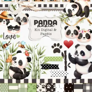 Kit Panda Mania Png Com Elementos Para Scrap E Personalizados