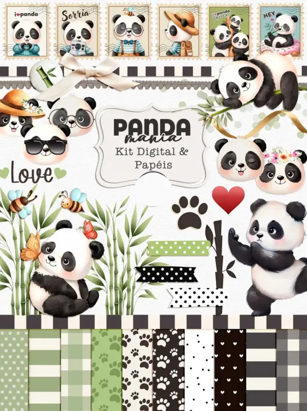 Kit Panda Mania Png Com Elementos Para Scrap E Personalizados