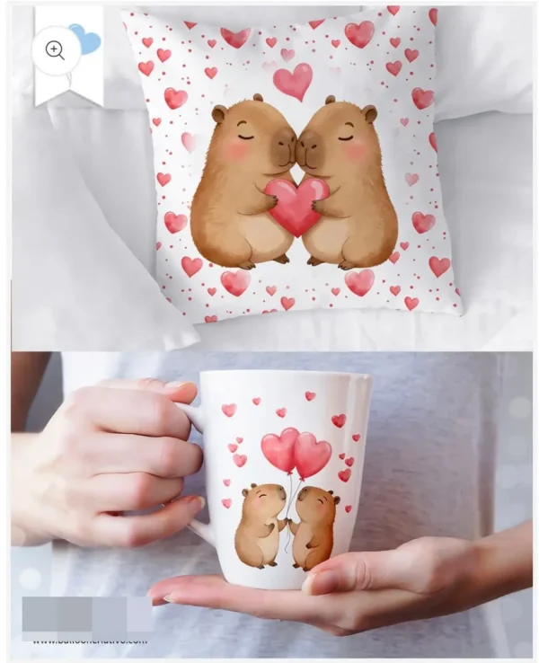 Kit PNG Capivara Apaixonada - Decoração Romântica Dia dos Namorados