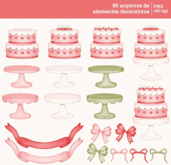 Kit Png Cerejas Aquarela Para Personalizacao E Papelaria 4