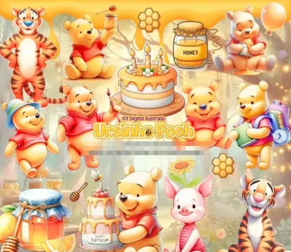Kit Pooh 3d Png Para Artesanato E Projetos Criativos