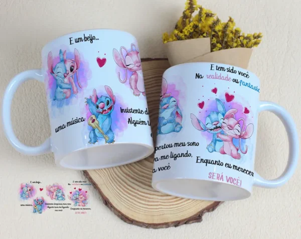 Kit Romântico Estampas Canecas Personalizadas - Edite Fácil